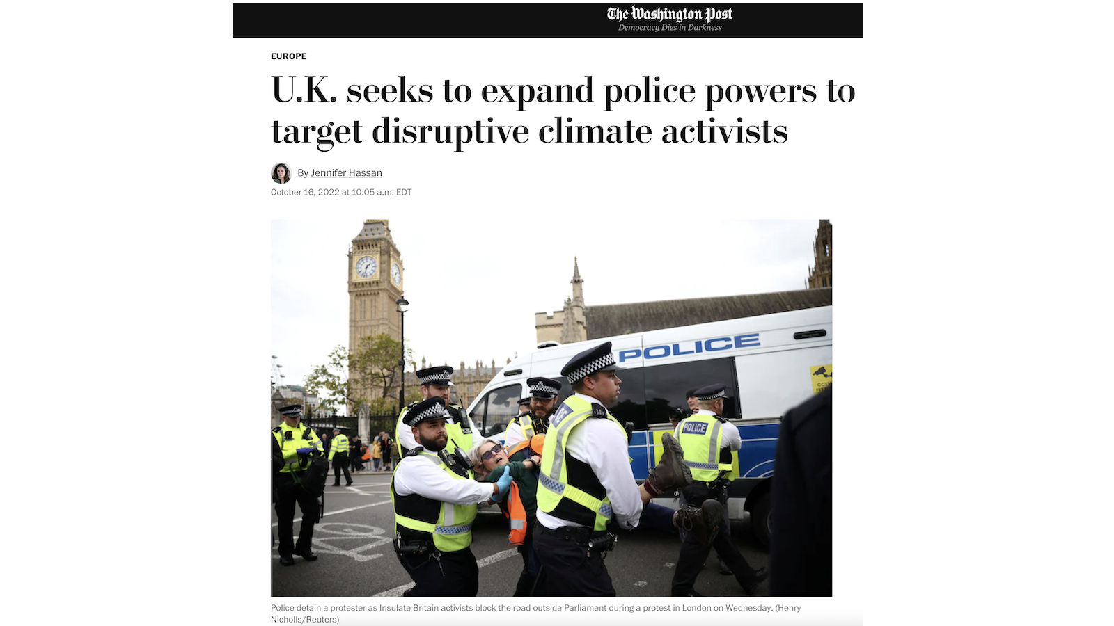 UK climate activist crackdown