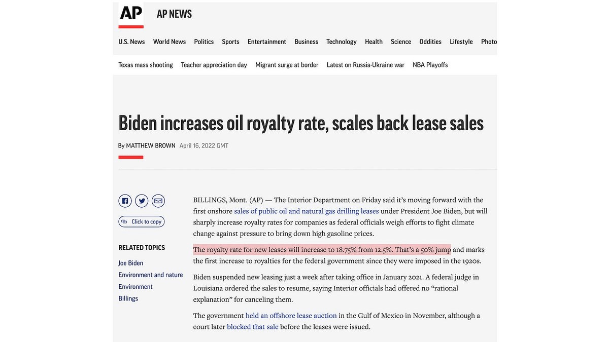 Biden Increases Royalty Rate, Scales Back Lease Sales