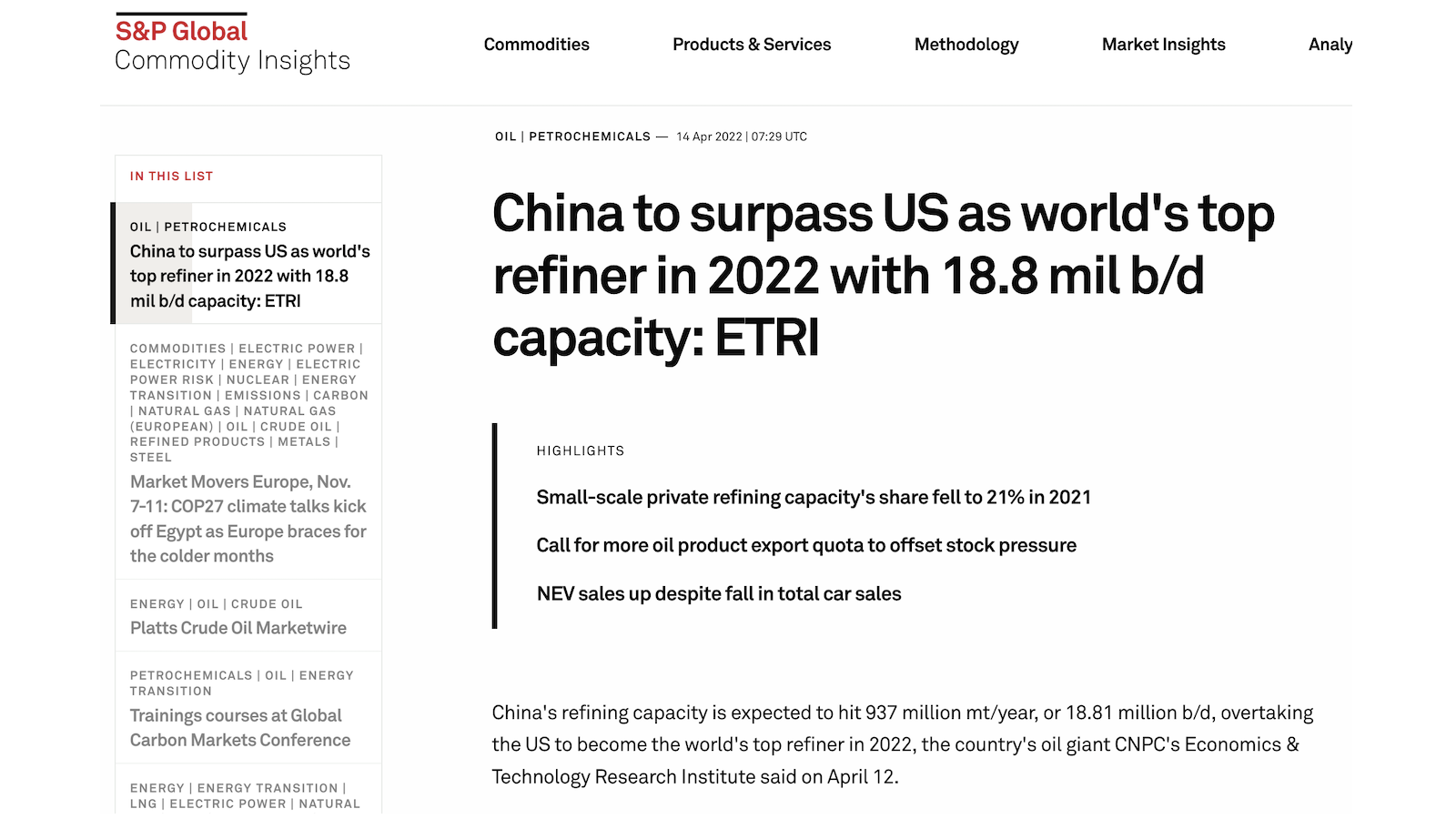 China beats US in refining capacity