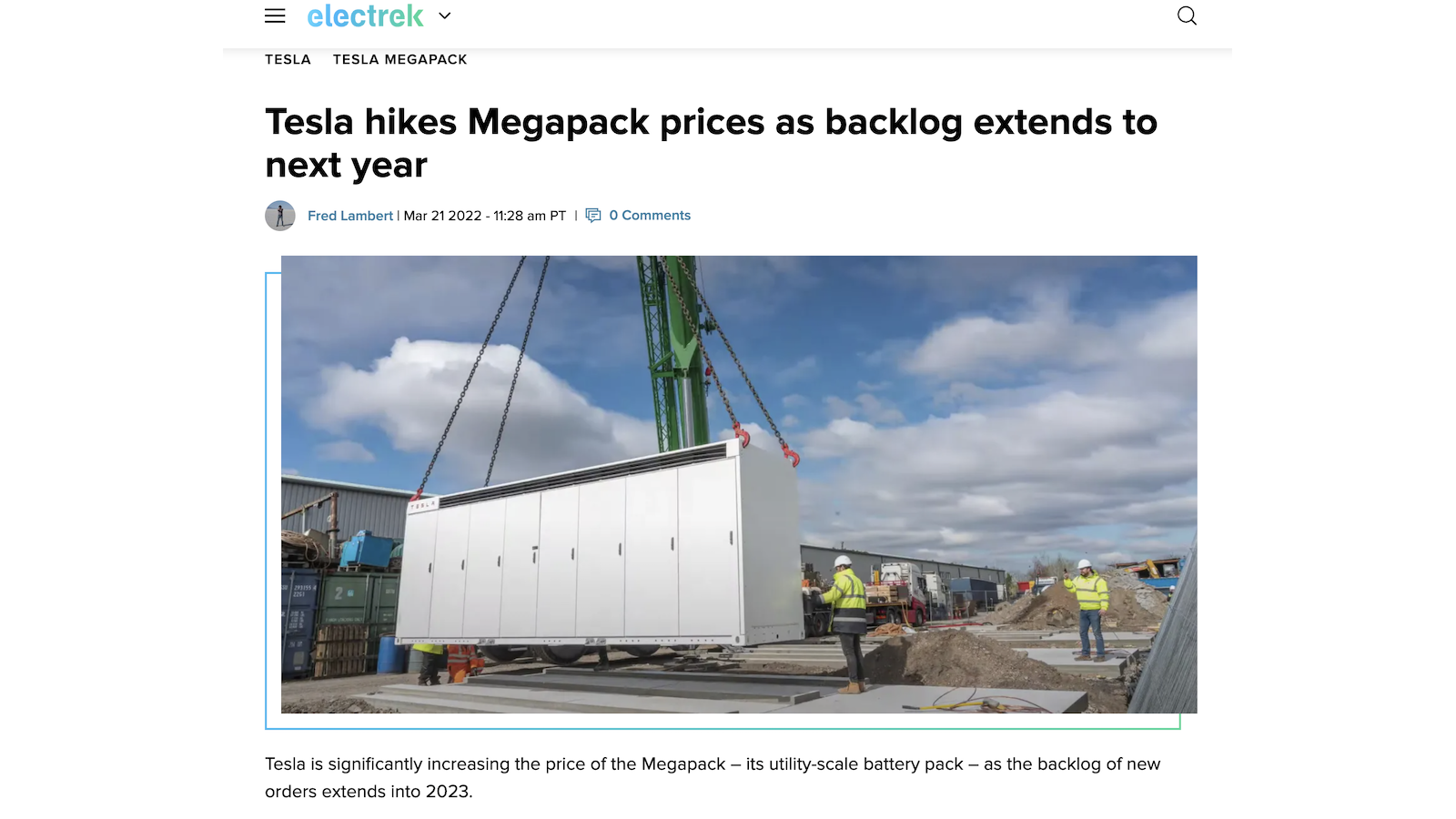 Megapack price hikes