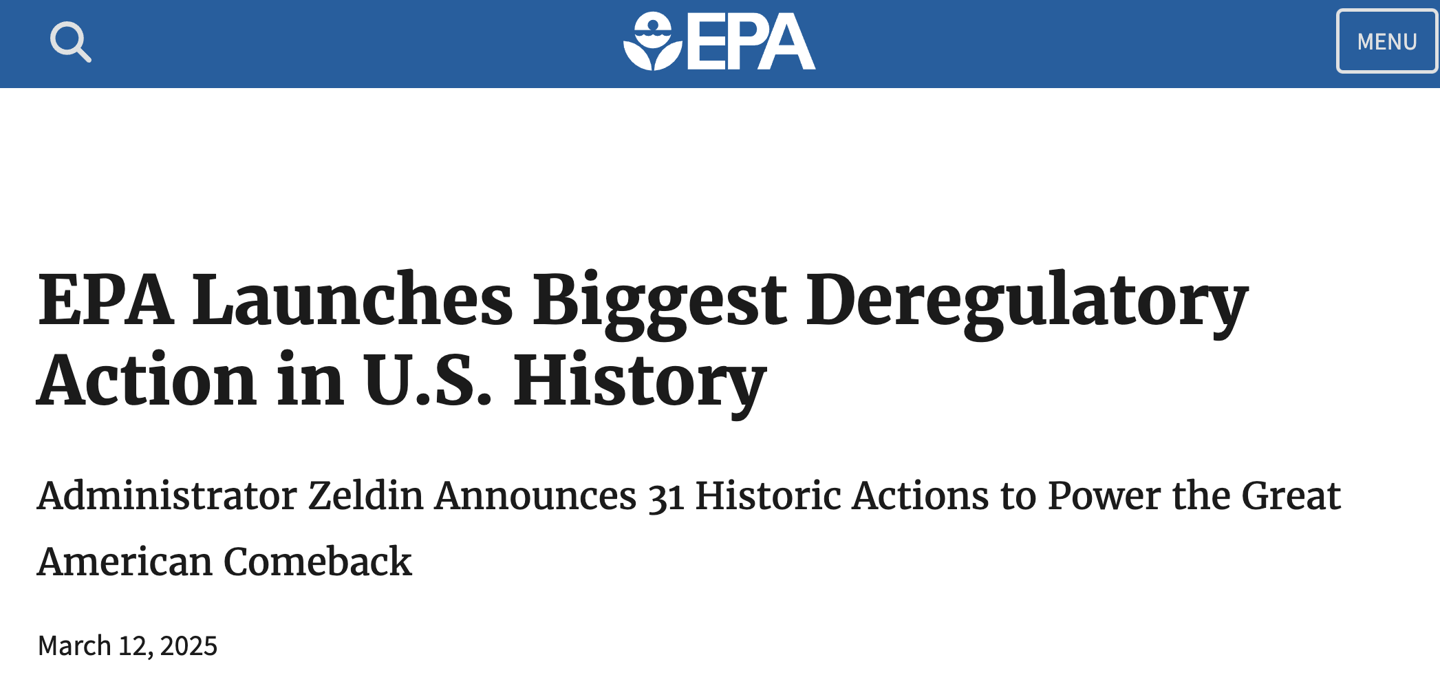 featured image thumbnail for post Understanding EPA’s “Biggest Deregulatory Action in U.S. History”