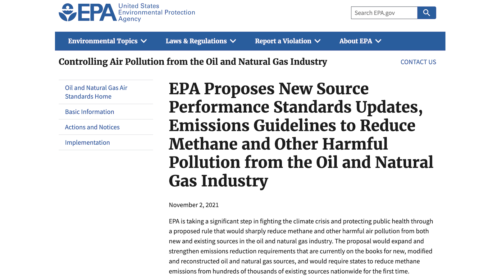 EPA new regulations