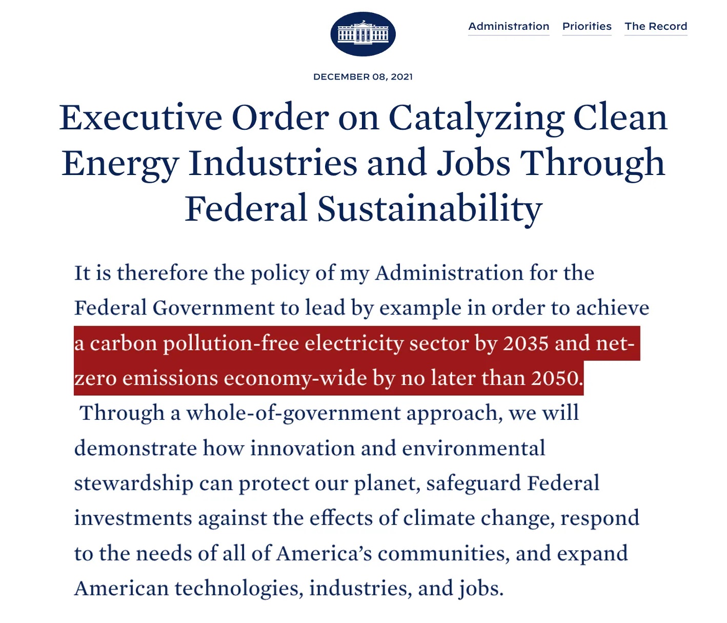 Executive Order Clean Energy