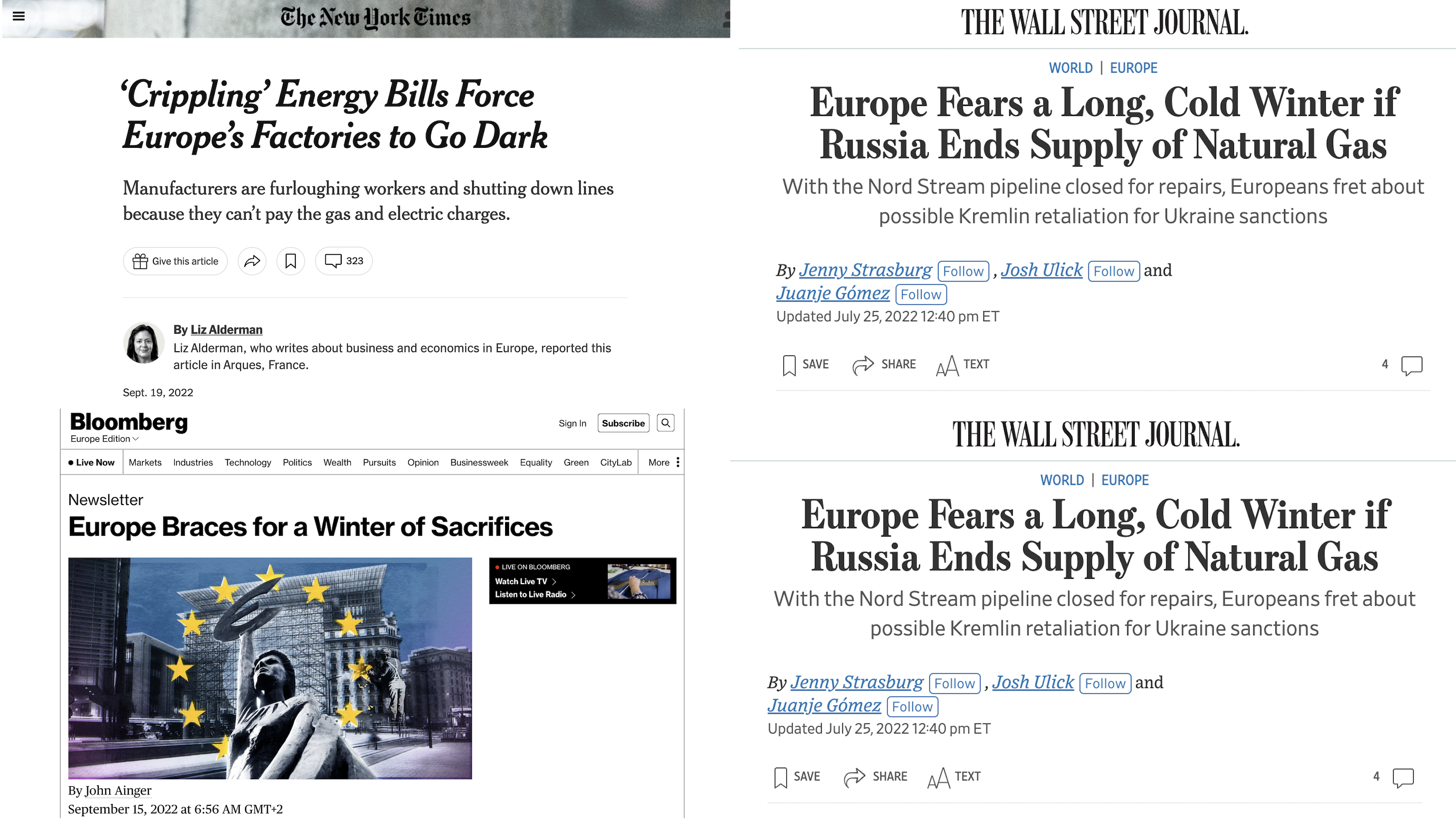 Energy crisis headlines