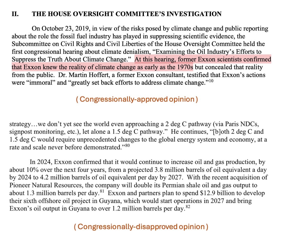 House Committee Oversight Report Exxon