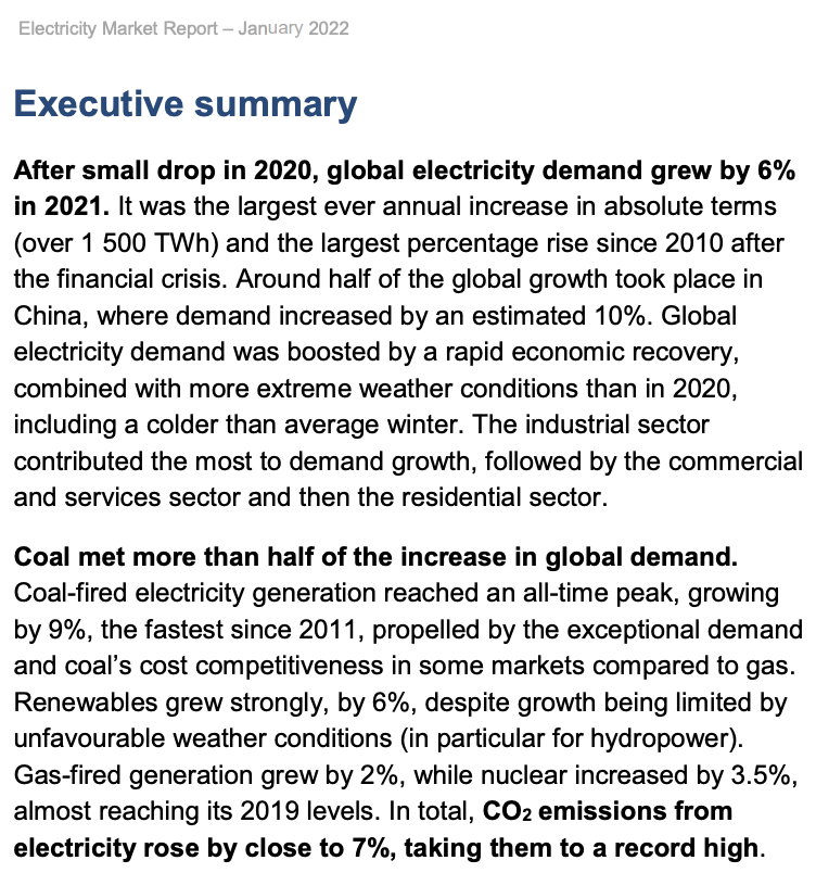 IEA coal outlook