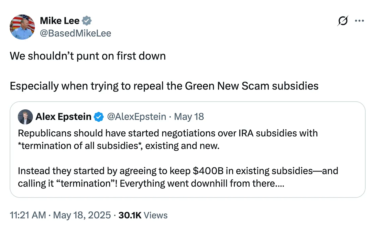 Mike Lee Tweet – Green New Scam