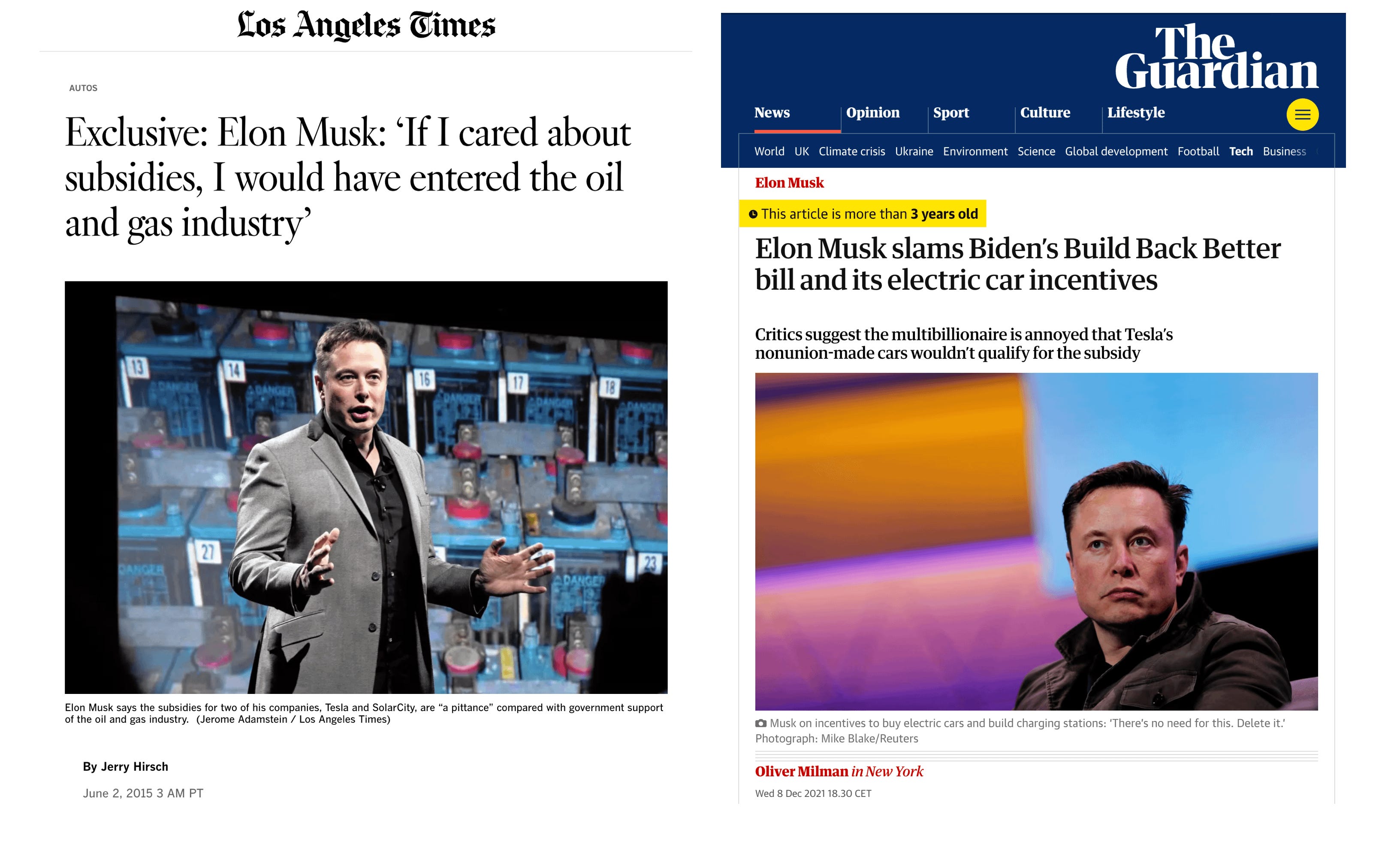 Elon Musk comments on energy subsidies