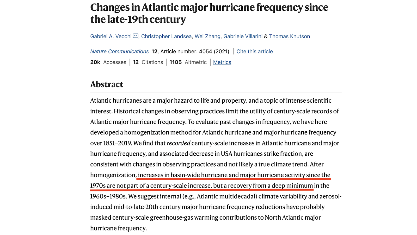 Nature CC on hurricanes