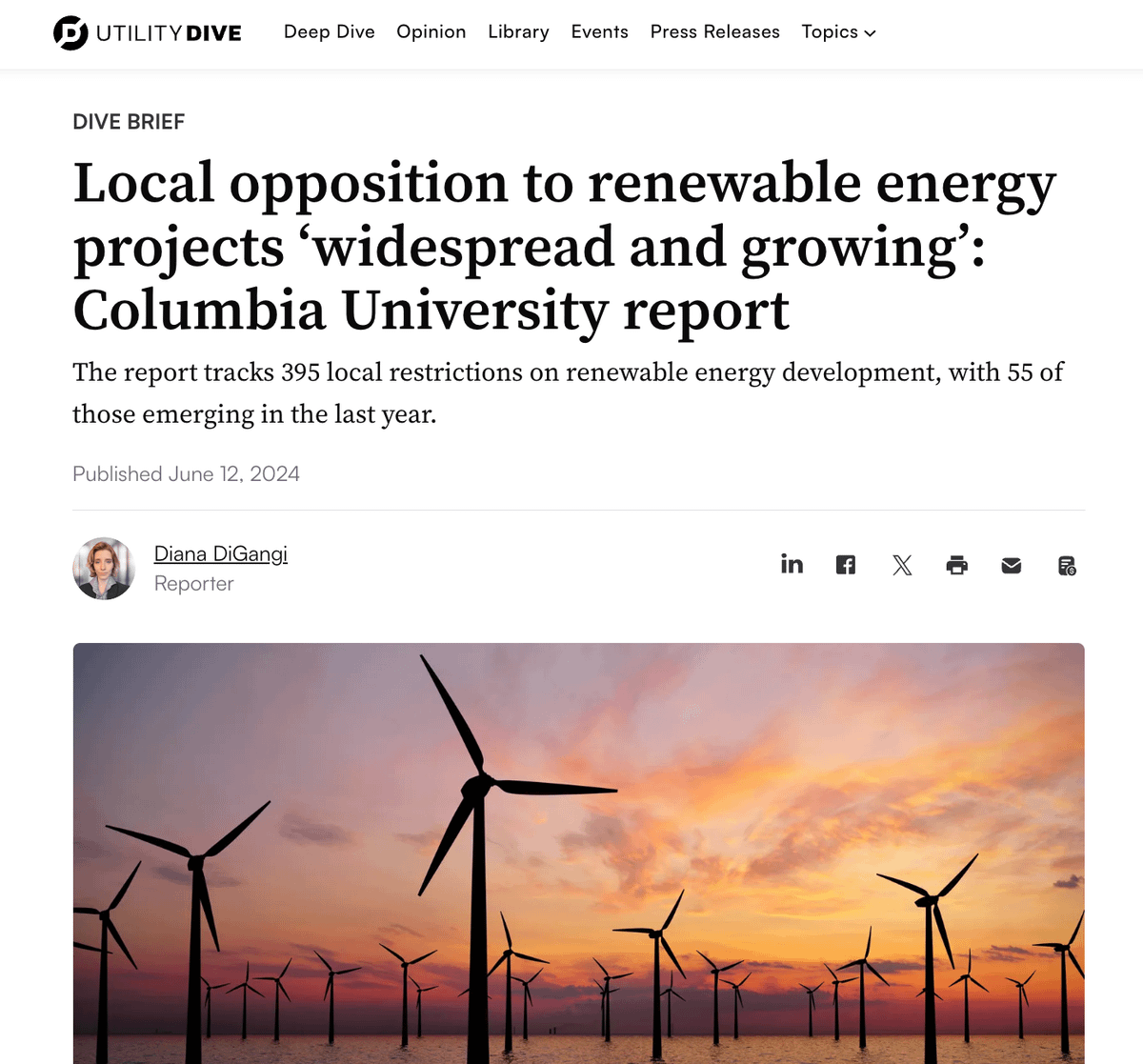 Utility Dive – Local opposition to renewable energy projects