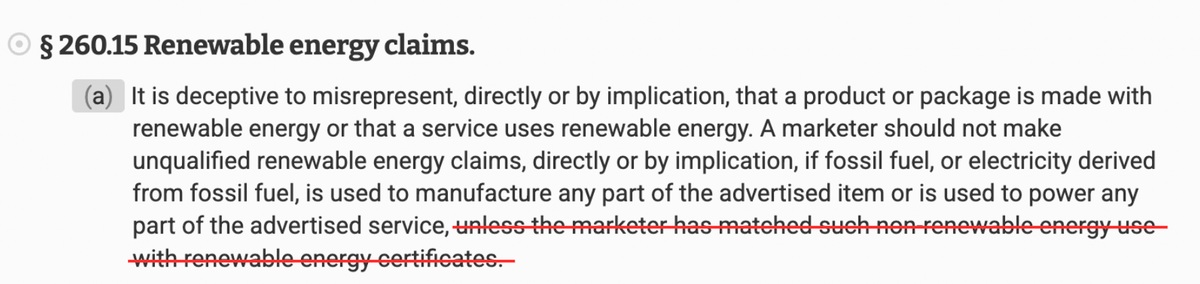 Renewable energy claims