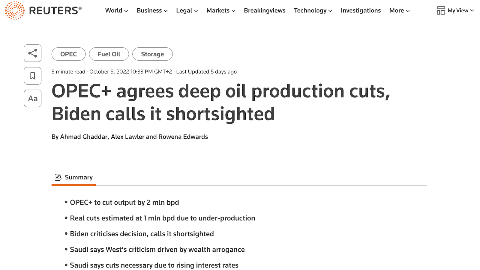 OPEC+ production cuts