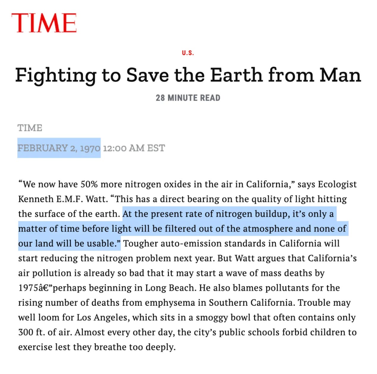 TIME fighting to save the Earth from man
