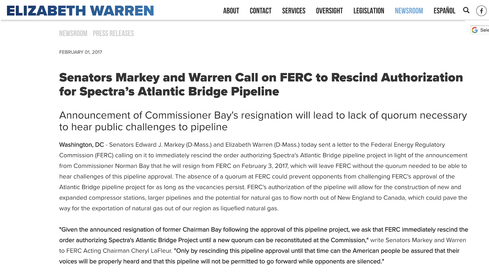 Warren pipeline opposition