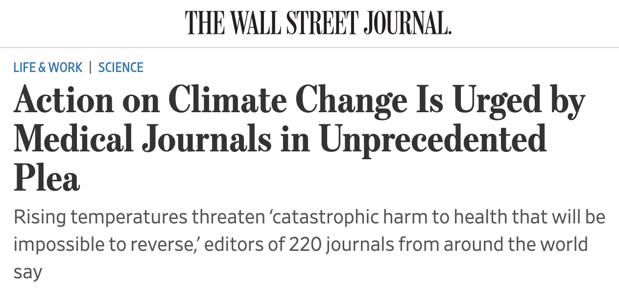Medical journals urge climate action